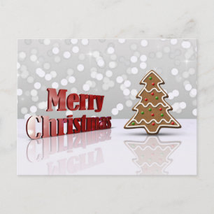 Merry Christmas Gingerbread Tree Holiday Postcard
