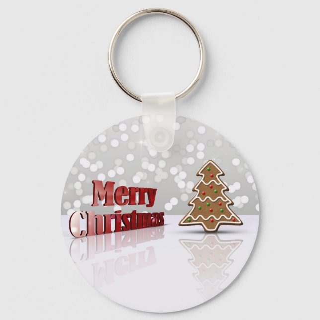 Merry Christmas Gingerbread Tree Keychain (Front)