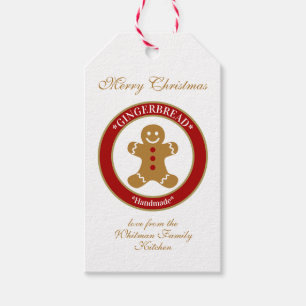Merry Christmas Gingerbread White Gift Tags
