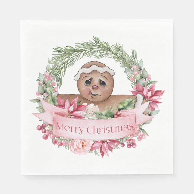 Merry Christmas Gingerbread Wishes Napkins (Front)