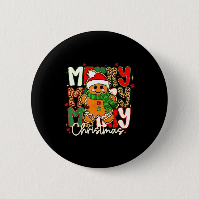 Merry Christmas Gingerbread Xmas Coquette Tis The  Button (Front)
