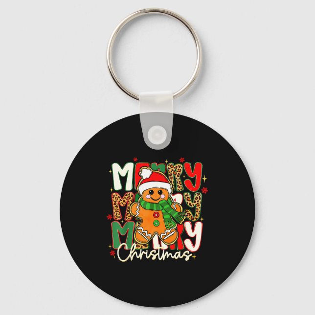 Merry Christmas Gingerbread Xmas Coquette Tis The  Keychain (Front)