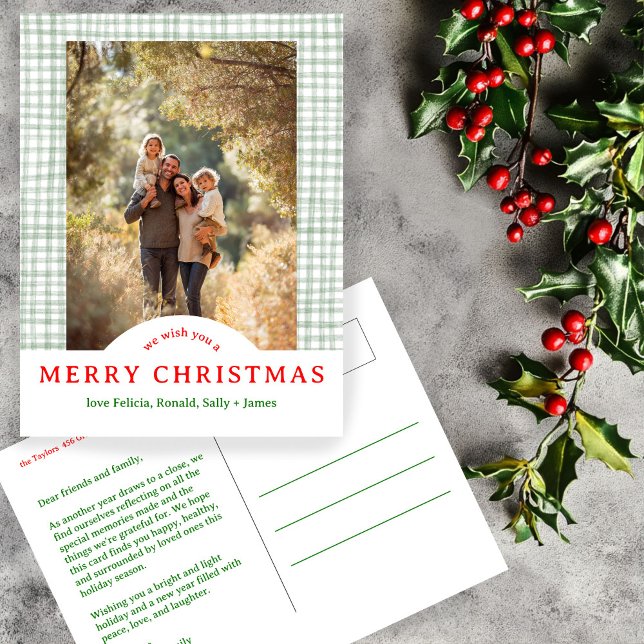 MERRY CHRISTMAS Gingham Holiday CUSTOM PHOTO Postcard (MERRY CHRISTMAS Gingham Holiday CUSTOM PHOTO Postcard
)