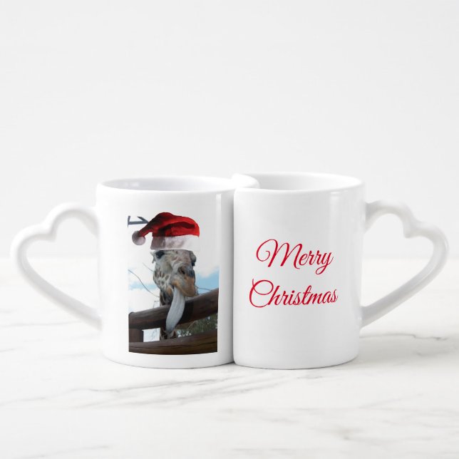 Merry Christmas Giraffe Coffee Mug Set (Front Nesting)