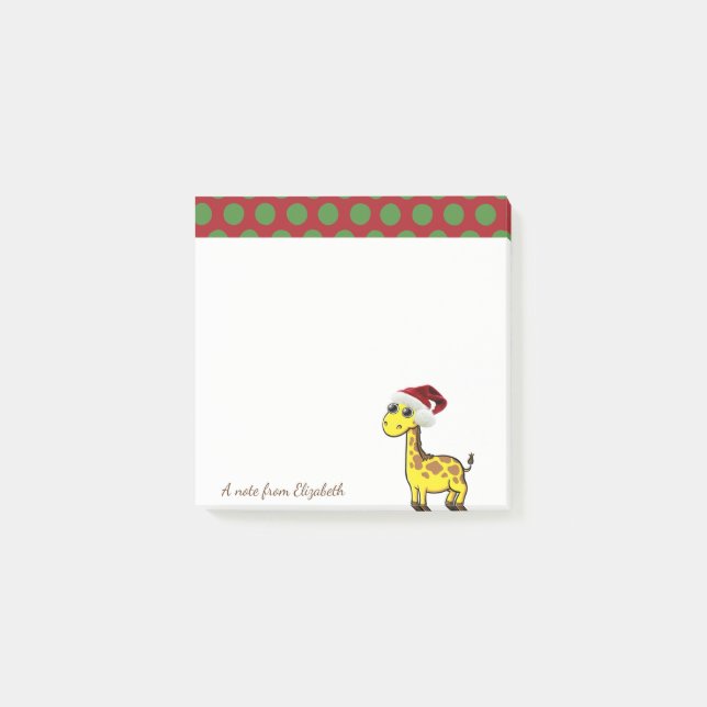 Merry Christmas,Giraffe Santa Hat -Personalized Post-it Notes (Front)