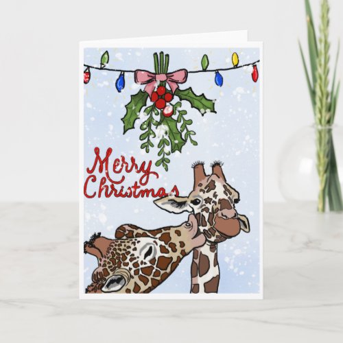 Merry Christmas Giraffes Card