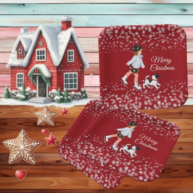 Merry Christmas Girl Kids Winter Snowflakes Party  Paper Plates (Merry Christmas Girl Kids Winter Snowflakes Party Paper Plates)