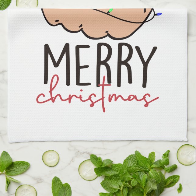 Merry Christmas Giving the Finger Kitchen Towel (Folded)