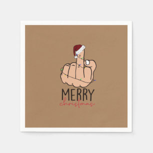 Merry Christmas Giving the Finger Napkins