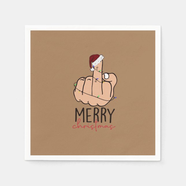 Merry Christmas Giving the Finger Napkins (Front)