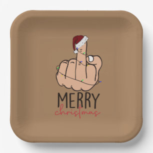 Merry Christmas Giving the Finger Paper Plates