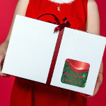 Merry Christmas Glam Luxury Shiny Red and Green Square Sticker<br><div class="desc">Personalized Christmas square sticker design featuring shiny red metallic layers on sparkling green background. The text is fully customizable.</div>