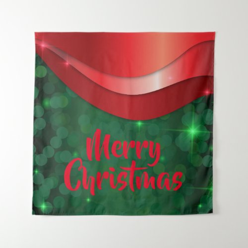 Merry Christmas Glam Luxury Shiny Red and Green Tapestry