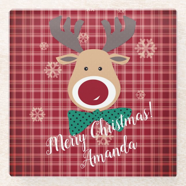 Merry Christmas! Glass Coaster (Front)