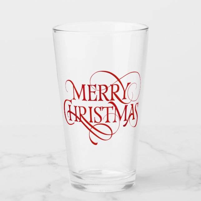 Merry Christmas Glass Cup (Front)