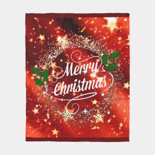 Merry Christmas glisten and sparkle Fleece Blanket