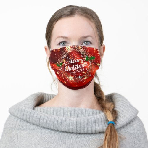 Merry Christmas glitter and shine holiday design Adult Cloth Face Mask