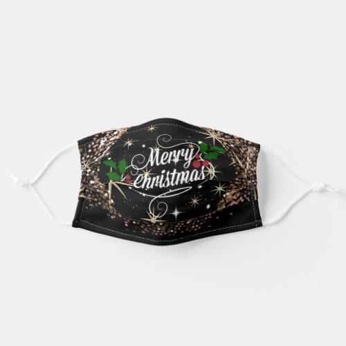 Merry Christmas glitter and sparkle holiday design Adult Cloth Face Mask