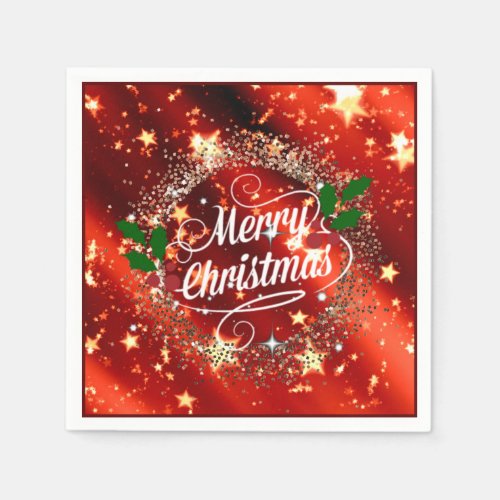 Merry Christmas glitter and sparkle holiday design Napkins