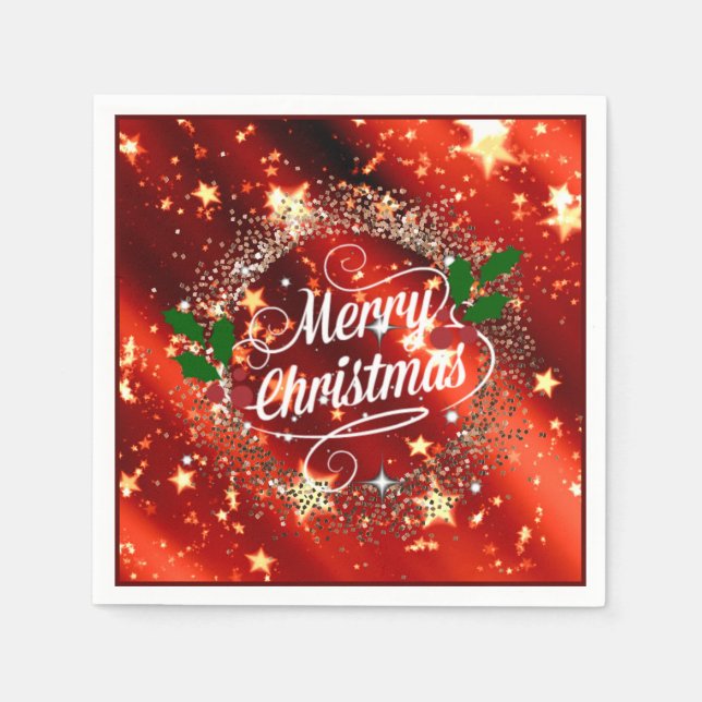 Merry Christmas glitter and sparkle holiday design Napkins (Front)