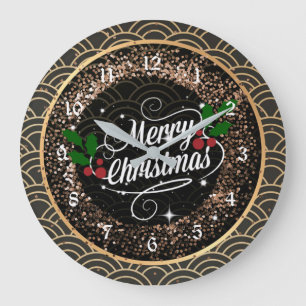 Merry Christmas glitter and sparkle   Large Clock