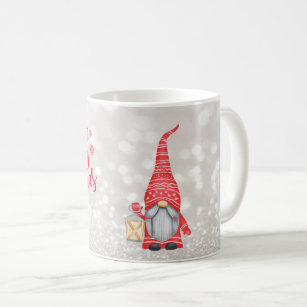 Merry Christmas,Glitter Bokeh,Cute Gnome   Coffee Mug