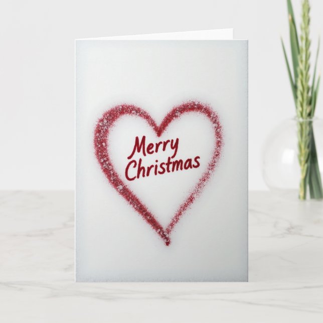 Merry Christmas Glitter Heart Love Card (Front)