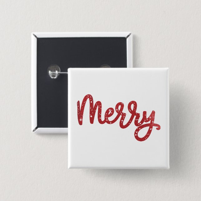 Merry Christmas Glitter Holiday  Button (Front & Back)