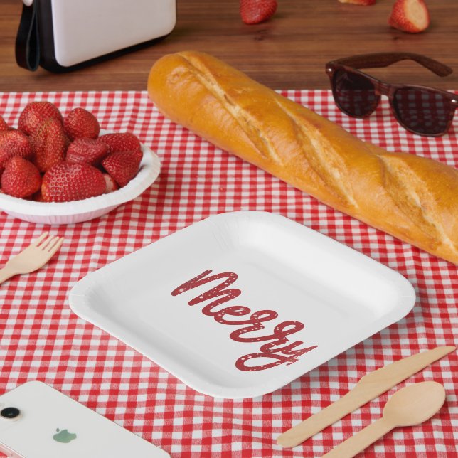 Merry Christmas Glitter Holiday  Paper Plates (Picnic)