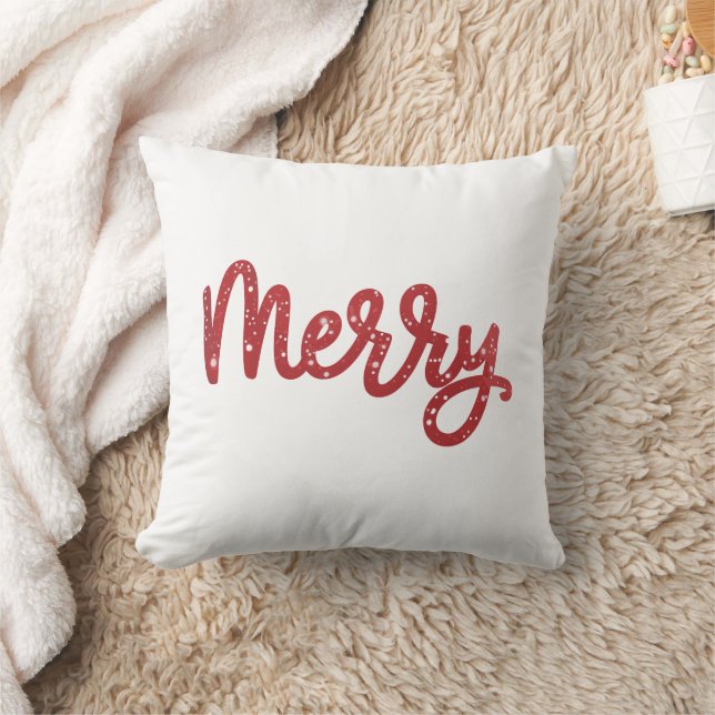 Merry Christmas Glitter Holiday  Throw Pillow (Blanket)