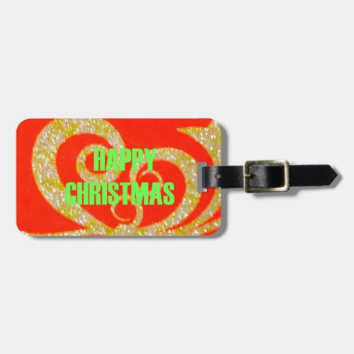 Merry Christmas Glitter Red Text Pattern Design  Luggage Tag