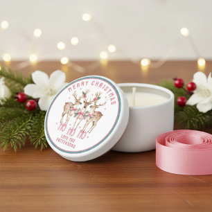 Merry Christmas Glitter Reindeer Personalized Name Mini Candle Favors