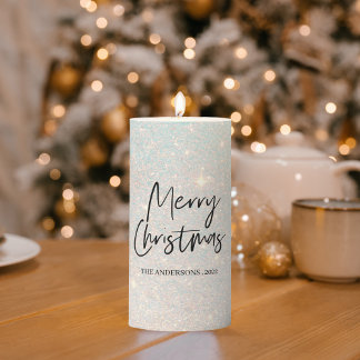 Merry Christmas | Glitter Spark Pillar Candle