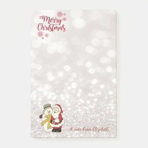 Merry Christmas,Glittery Bokeh,Santa Claus,Snowman Post-it Notes