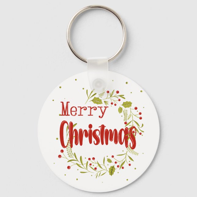 Merry Christmas, global holiday spirit Keychain (Front)