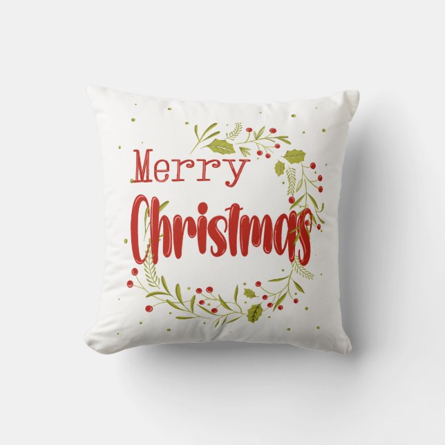 Merry Christmas, global holiday spirit Throw Pillow (Front)