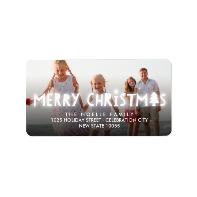 Merry Christmas Glow Holiday Photo Return Address Label (Front)