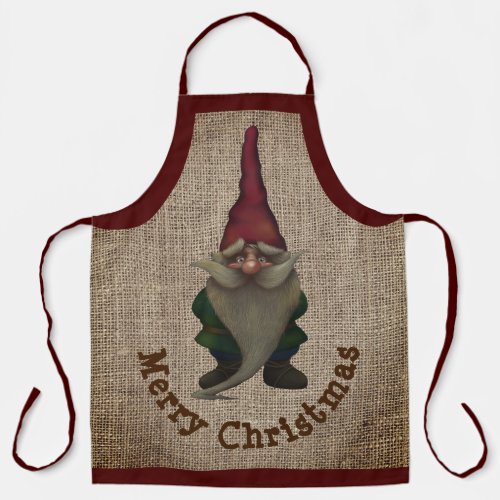 Merry Christmas Gnome All_Over Print Apron