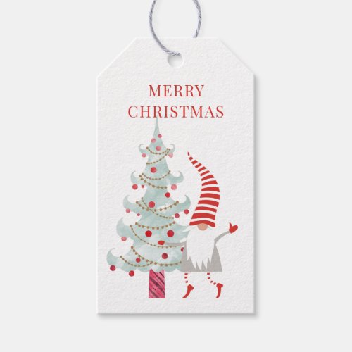 Merry Christmas Gnome And Christmas Tree Gift Tags