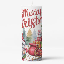 Merry Christmas Gnome Candle 