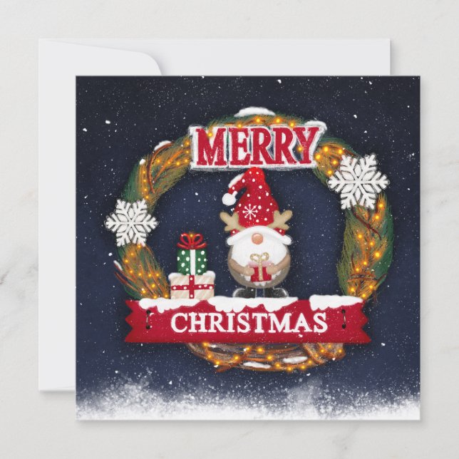 Merry Christmas Gnome  Card (Front)