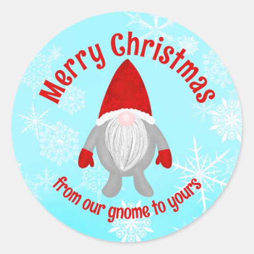 Merry Christmas Gnome Classic Round Sticker