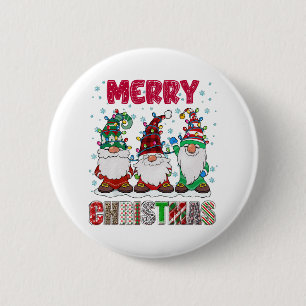 Merry Christmas Gnome Family Funny Xmas Tree Button