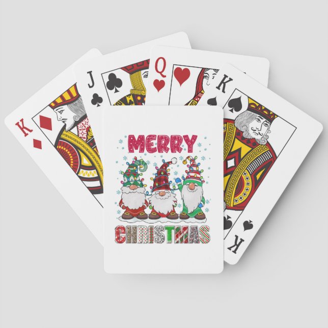 Merry Christmas Gnome Family Funny Xmas Tree Poker Cards (Back)