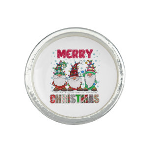 Merry Christmas Gnome Family Funny Xmas Tree Ring