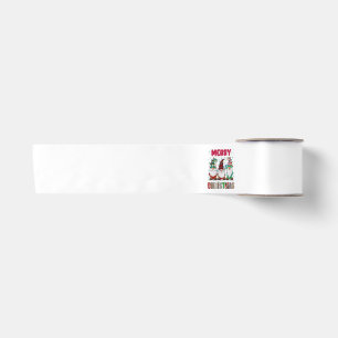 Merry Christmas Gnome Family Funny Xmas Tree Satin Ribbon