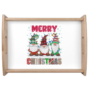 Merry Christmas Gnome Family Funny Xmas Tree Serving Tray