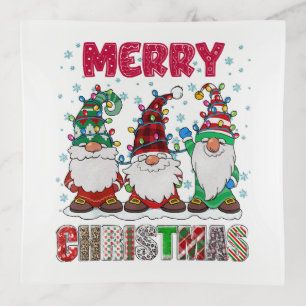 Merry Christmas Gnome Family Funny Xmas Tree Trinket Tray