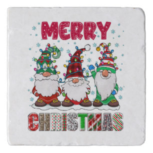 Merry Christmas Gnome Family Funny Xmas Tree Trivet