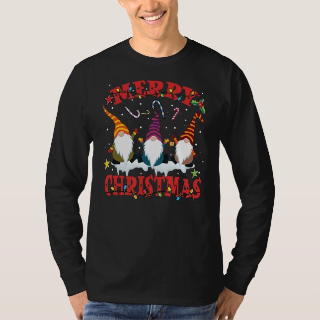 Merry Christmas Gnome Family Matching Pajamas Holi T-Shirt (Front)